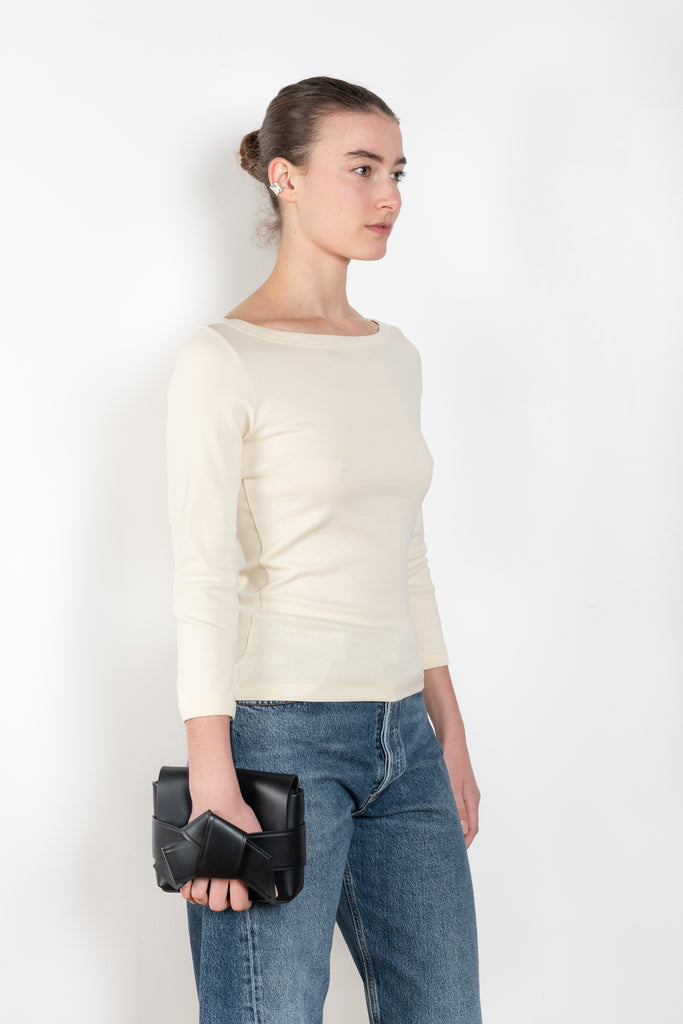 The Steffi Tee by Flore Flore is a classic boat neck tee with a 3/4 sleeve