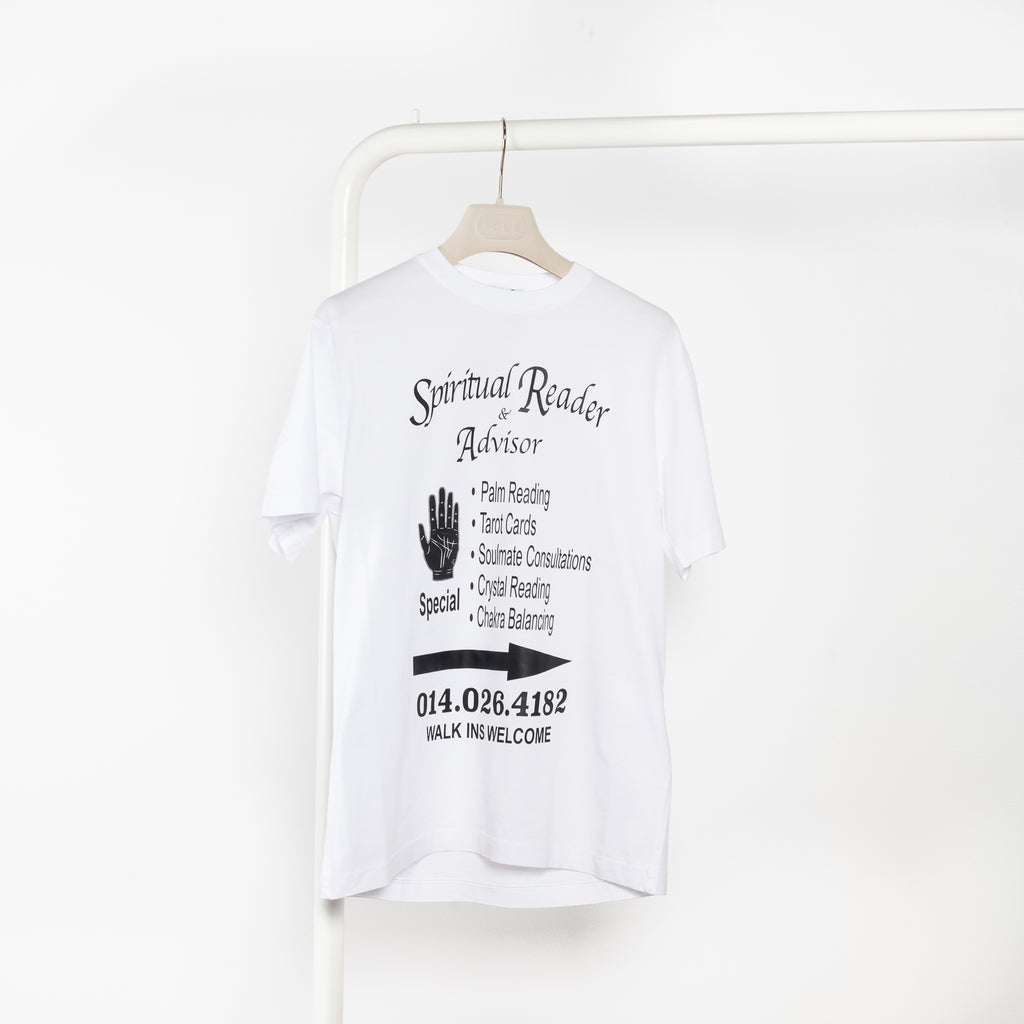 The Spiritual Tee by GAUCHERE is a relaxed white tee with this season's spiritual Reader print