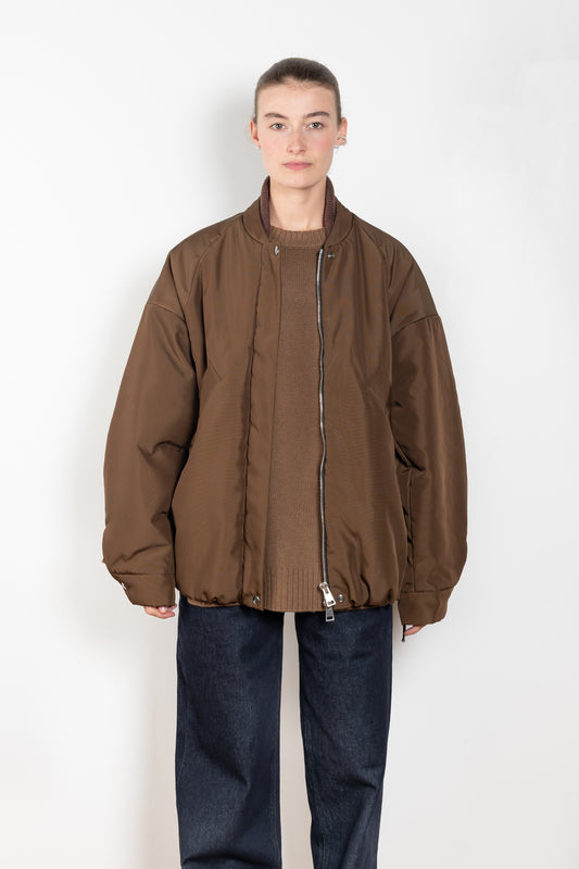 The Oversized Bomber by Kassl Editions is a padded oversized bomber with a double collar detail in wool rib