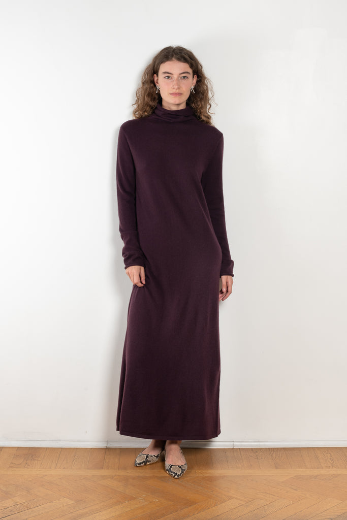 The Ailina Dress by LISA YANG is a fine knit cashmere maxi dress with a turtle neck