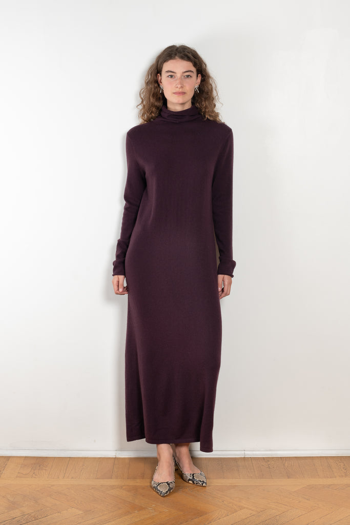 The Ailina Dress by LISA YANG is a fine knit cashmere maxi dress with a turtle neck