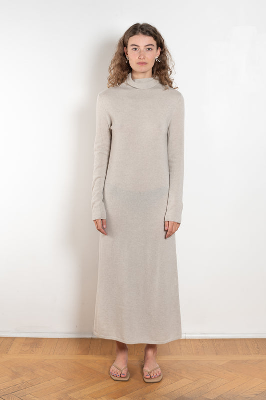 The Ailina Dress by LISA YANG is a fine knit cashmere maxi dress with a turtle neck