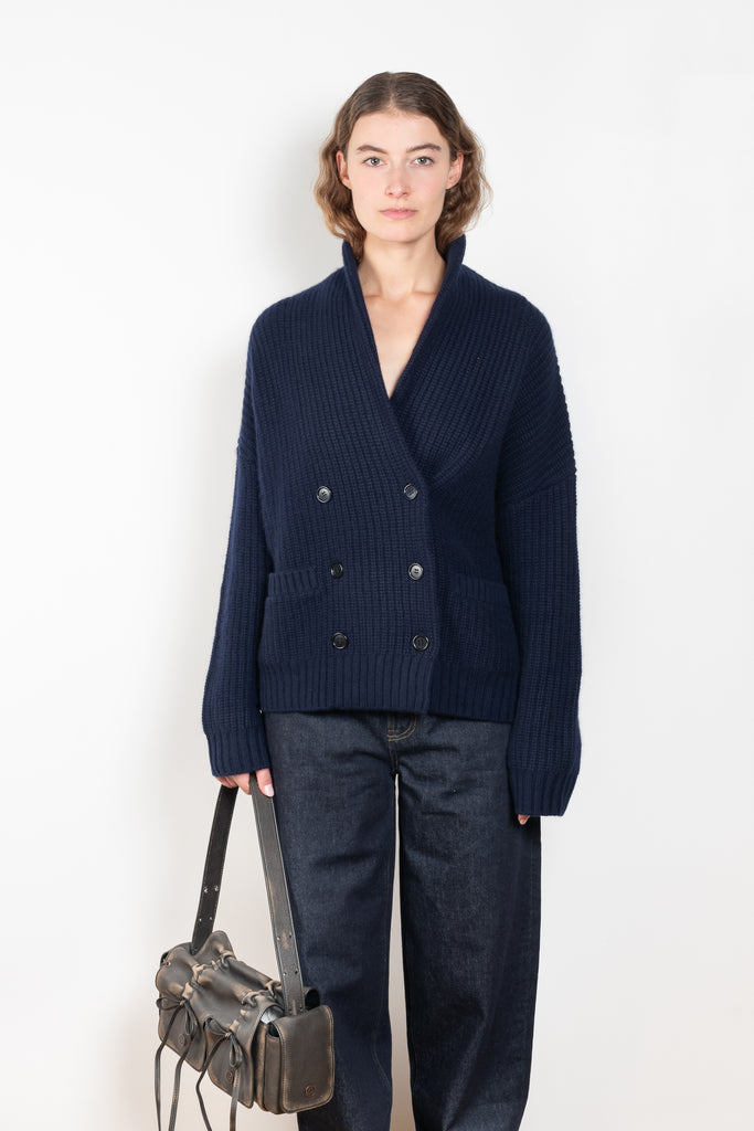 The Annalike Cardigan Jacket by Lisa Yang is a cardigan vest in a fisherman ribbed cashmere with a shawl-neck collar