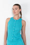 The Cameron Top by Lisa Yang is a buttoned top in a fine draped ribbed cashmere