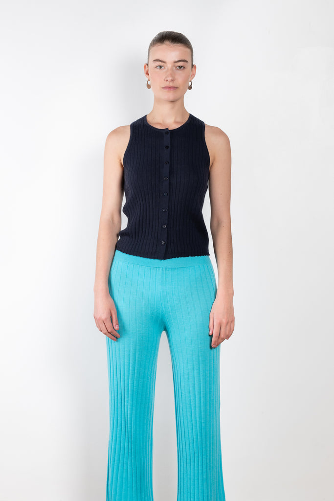 The Cameron Top by Lisa Yang is a buttoned top in a fine draped ribbed cashmere