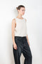 The Devine Top by Lisa Yang is a soft knitted top with wide straps and a relaxed, cropped silhouette