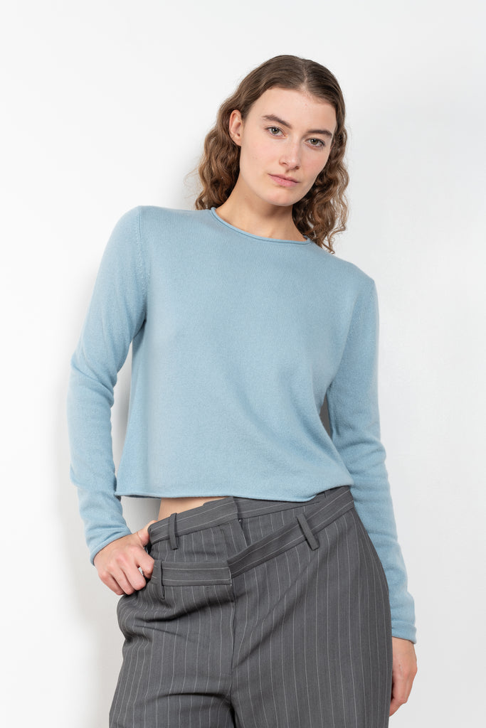 The Ida Sweater by Lisa Yang is a fine 12gg cashmere knit with a round neck and rolled edges