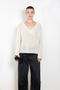 The Leona Sweater by Lisa Yang is a V-neck sweater with dropped shoulders in a textured cashmere silk&nbsp;