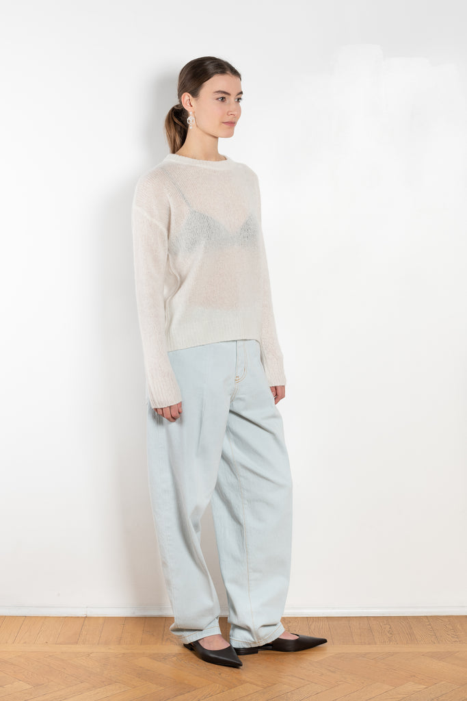 The Lova Sweater by Lisa Yang is a round neck sweater with a relaxed fit in a soft textured cashmere silk blend