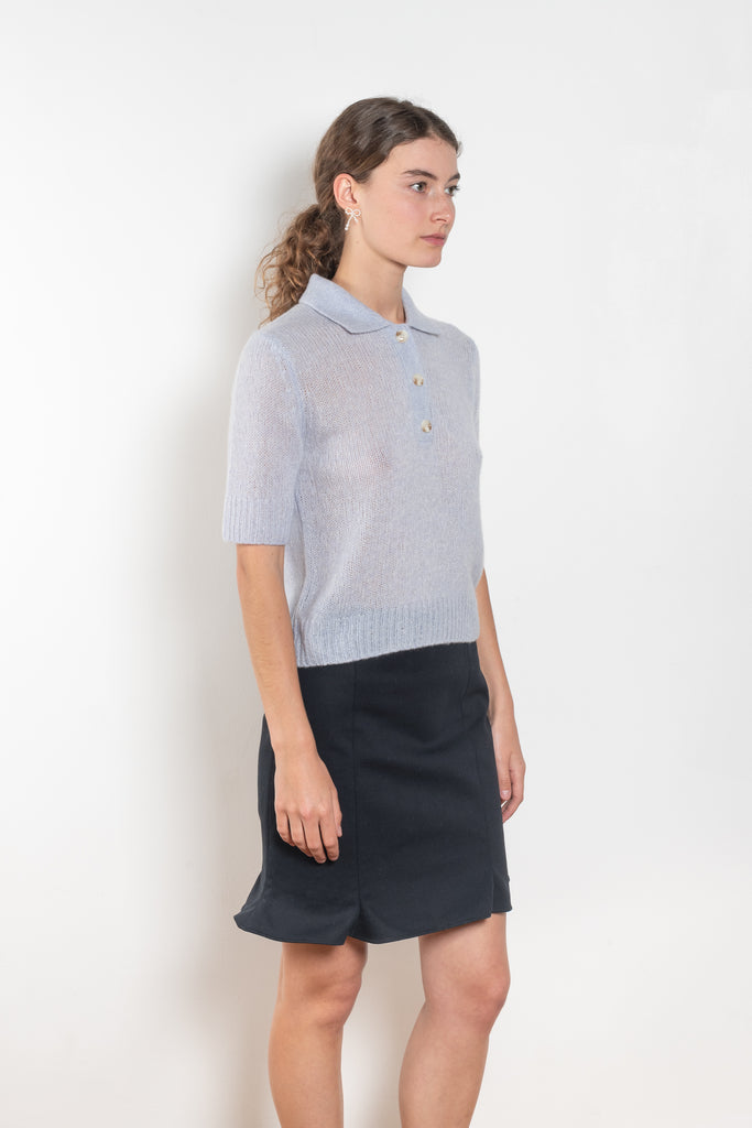 The Masy Polo Sweater by Lisa Yang is a polo sweater with a relaxed fit in a soft textured cashmere silk blend