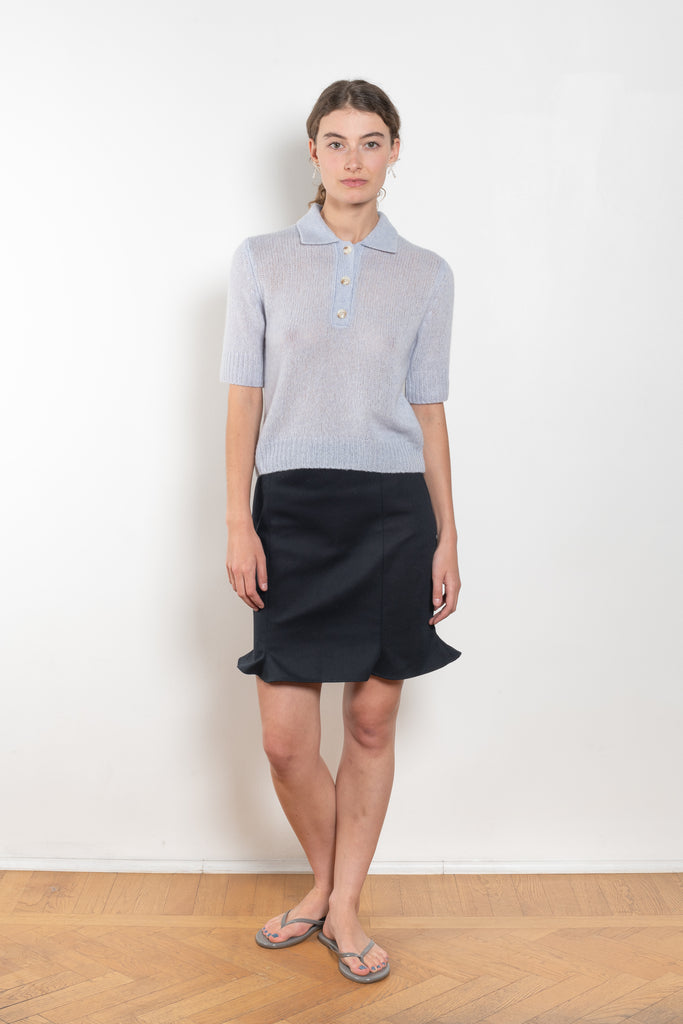 The Masy Polo Sweater by Lisa Yang is a polo sweater with a relaxed fit in a soft textured cashmere silk blend