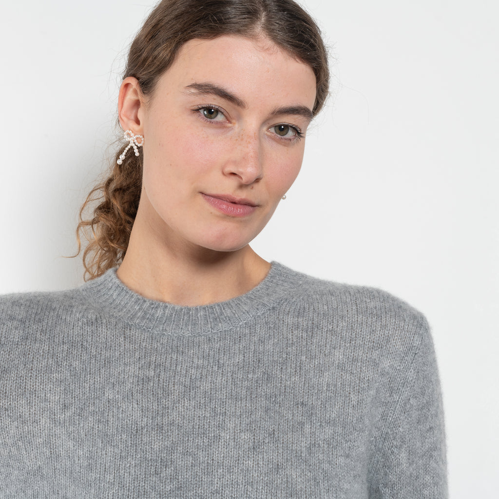 The Mira Sweater by Lisa Yang is a round neck sweater in a soft textured cashmere silk blend with a light and lofty hand feel
