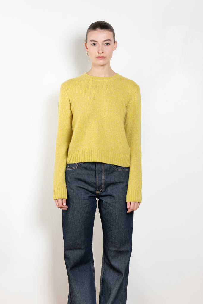 The Mira Sweater by Lisa Yang is a round neck sweater with a fitted silhouette in a soft textured cashmere silk