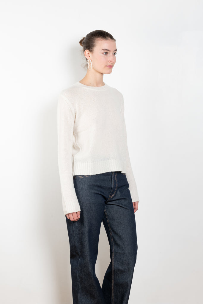 The Mira Sweater by Lisa Yang is a round neck sweater with a fitted silhouette in a soft textured cashmere silk