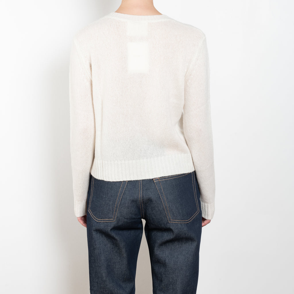 The Mira Sweater by Lisa Yang is a round neck sweater with a fitted silhouette in a soft textured cashmere silk