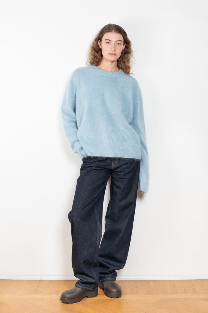 The Natalia Sweater by Lisa Yang is a roundneck sweater in brushed cashmere with a relaxed silhouette and slim ribbed trims