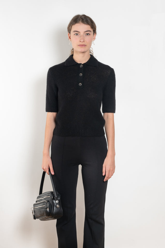 The Masy Polo Sweater by Lisa Yang is a polo sweater with a relaxed fit in a soft textured cashmere silk blend