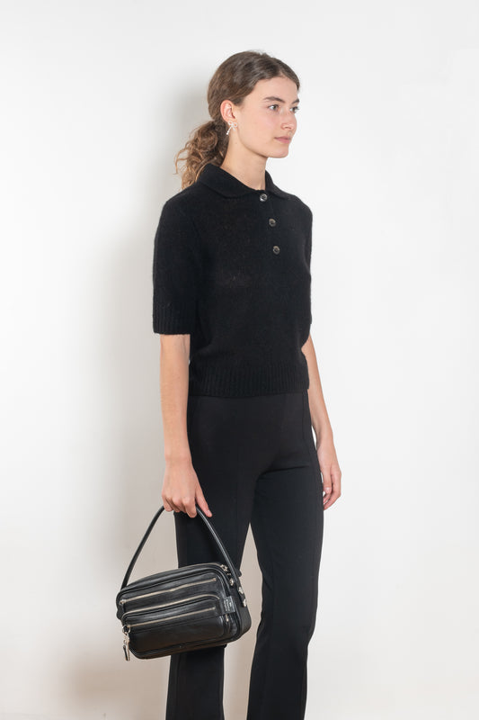 The Masy Polo Sweater by Lisa Yang is a polo sweater with a relaxed fit in a soft textured cashmere silk blend