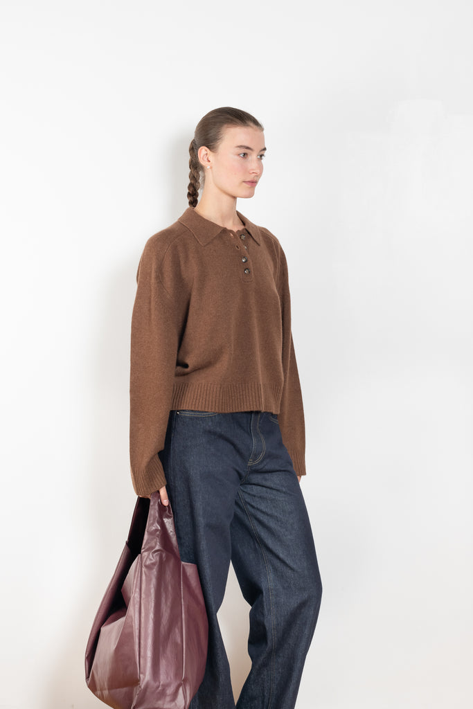 The Homere Sweater by Loulou Studio is a cashmere sweater with an ample fit and polo inspired collar