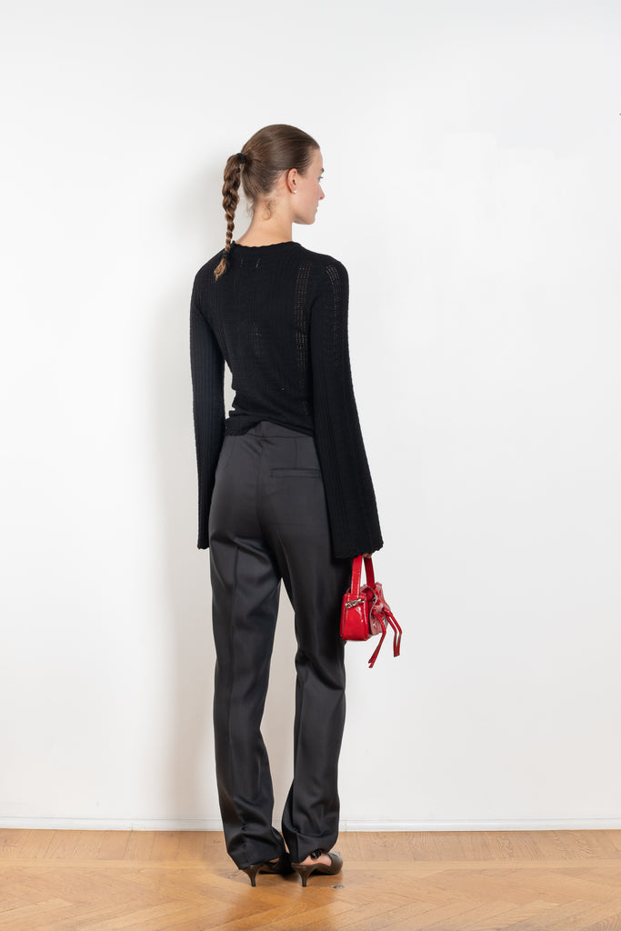 The Kallisto Twill Pants by Loulou Studio are viscose mohair twill trousers with a mid rise and long tapered leg