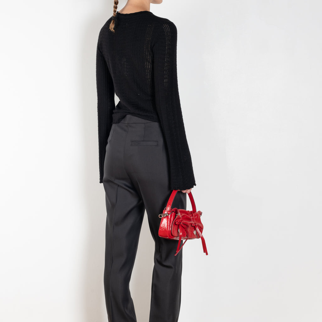 The Kallisto Twill Pants by Loulou Studio are viscose mohair twill trousers with a mid rise and long tapered leg