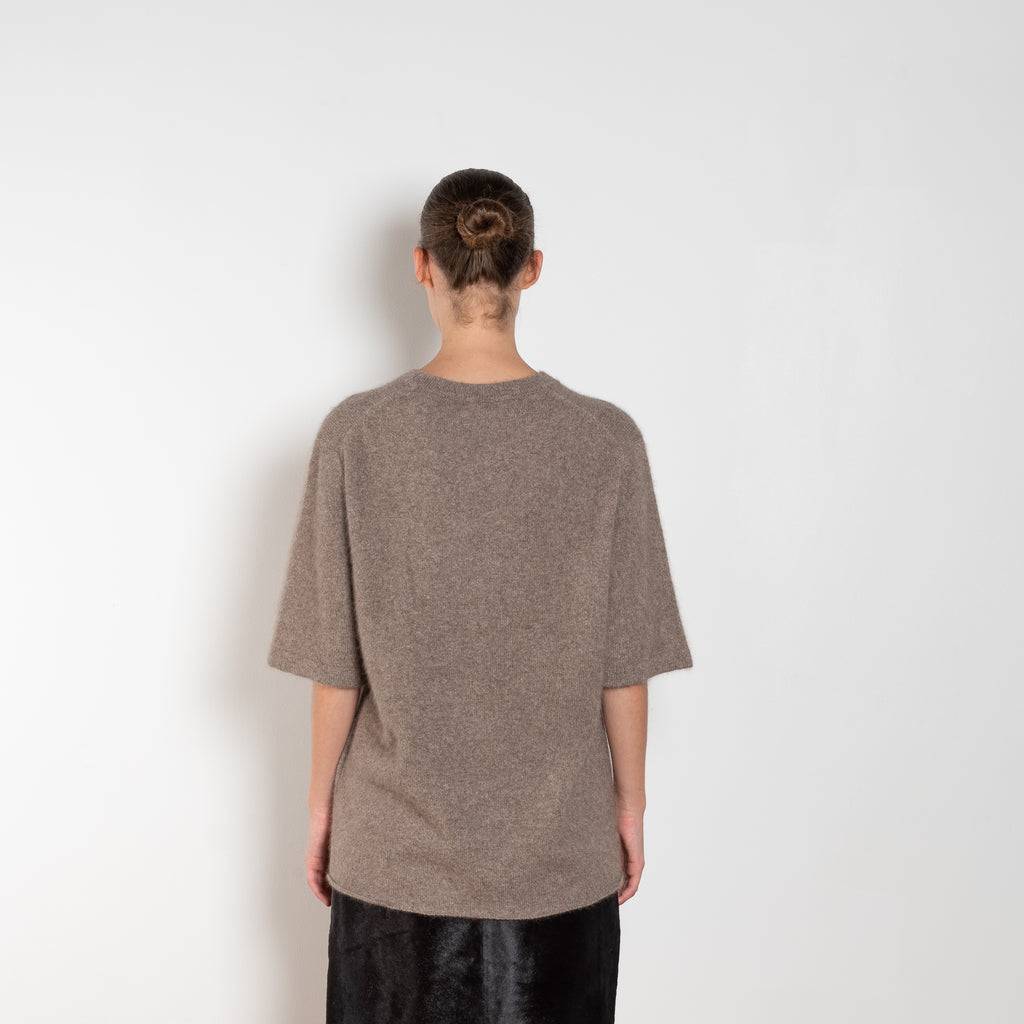 The Raven Sweater by Loulou Studio is a short sleeved loose sweater in a soft yak and wool blend