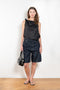 The Remy Top by Loulou Studio is a cotton silk twill top with a drape knot detail on the shoulders