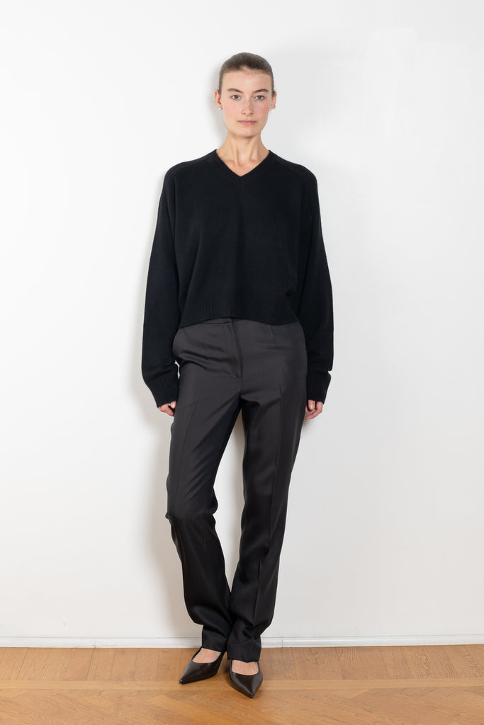 The Anzor Sweater by Loulou Studio has a slightly cropped ample fit with dropped shoulders