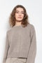 The Bruzzi Sweater by Loulou Studio is an round neck sweater with an ample cropped fit in a wool and cashmere blend