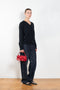 The Serafini Vneck by Loulou Studio is a loose V neck sweater in a soft cashmere