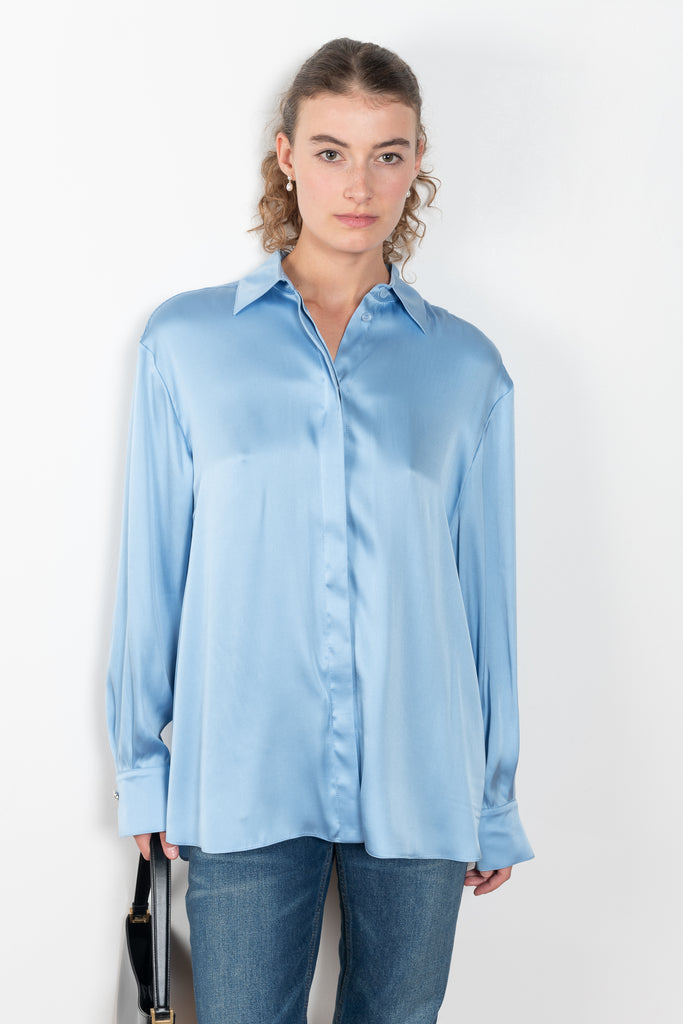 The Silk Shirt by Magda Butrym is a classic button down blouse done in silk with a flowy silhouette