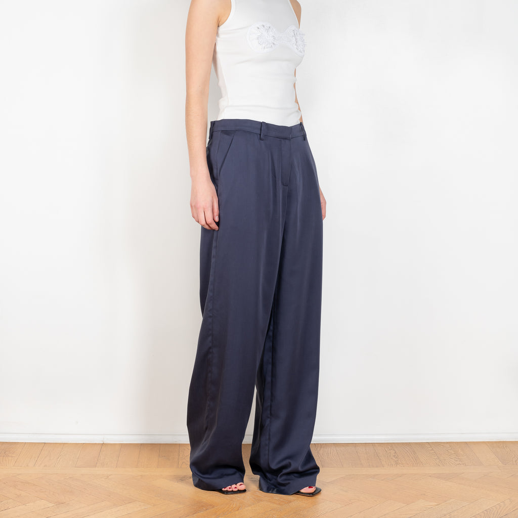 The Wide Leg Trouser by Magda Butrym is a high waisted trouser in a flowy and fluid cupro fabric