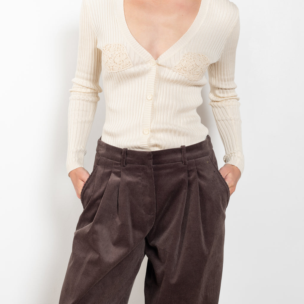 The Wide Leg Corduroy Pants by Magda Butrym is a tailored trouser in corduroy with wide legs and front pleats