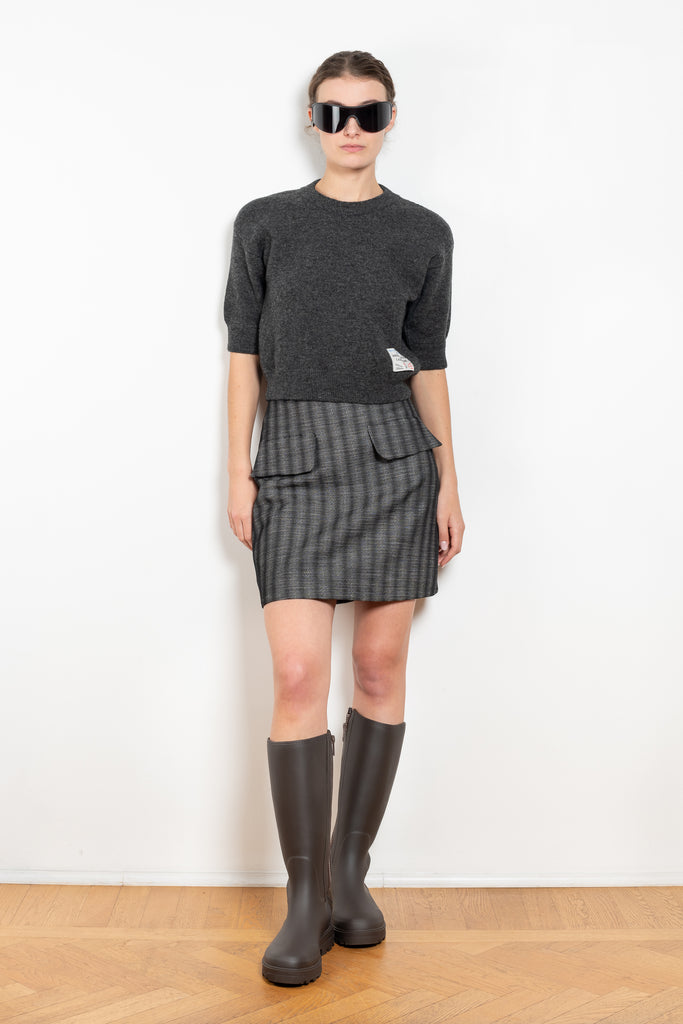 The Double Face Sweater by Meryll Rogge is a short sleeved sweater in lambswool fully lined in a double face cashmere