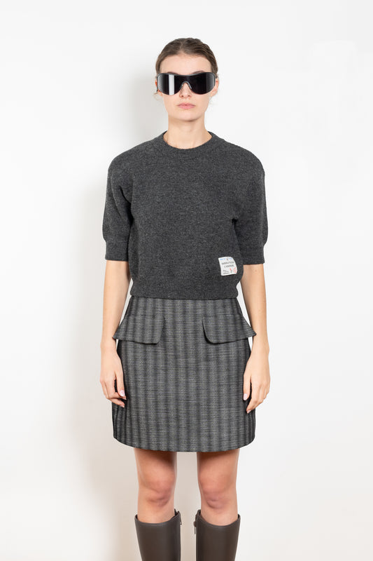 The Double Face Sweater by Meryll Rogge is a short sleeved sweater in lambswool fully lined in a double face cashmere