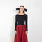 The Dancer Knit Top by Nackiye is a fine rib top with an open back and grosgrain bow ties on the back