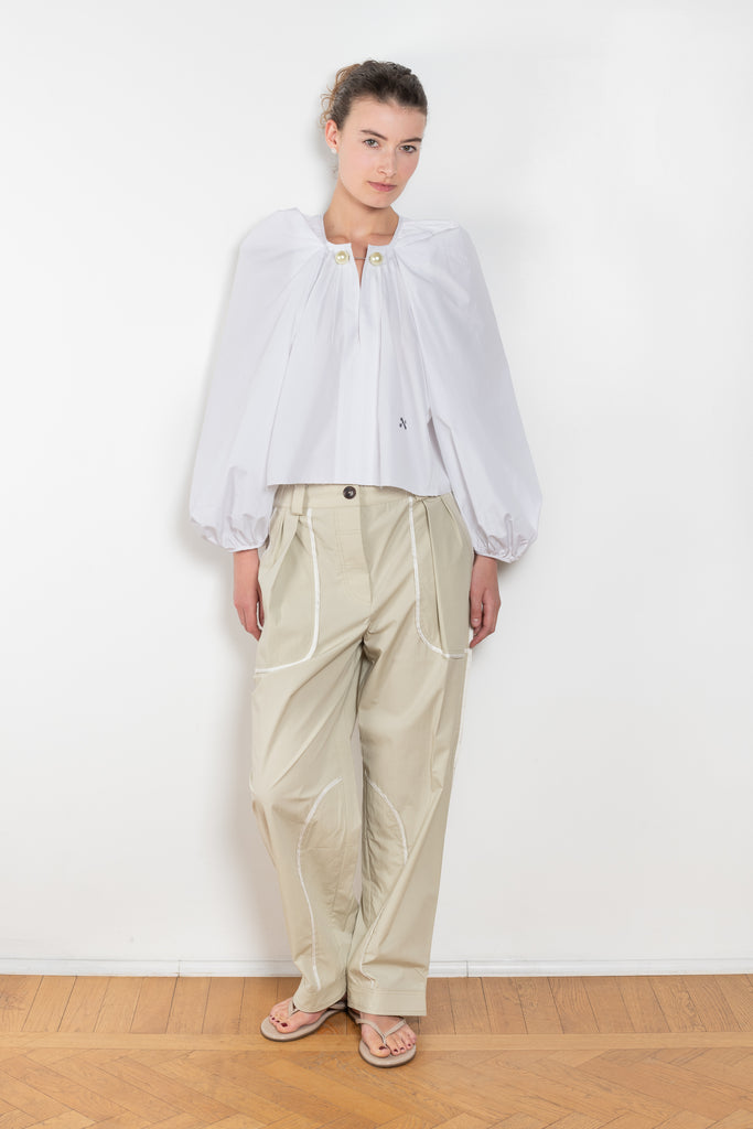 The Grand Bazaar Mini Top by Nackiye is a signature top with shawl shoulder feature and the classic double pearl neck pin in a mini version