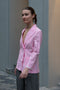 The Second Skin Jacket by Nackiye is a fitted tailored shirt jacket in a bright candy pink cotton blend