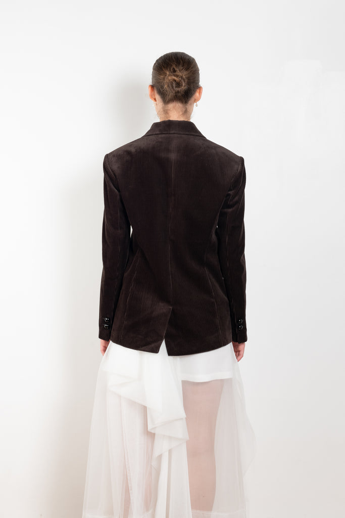 The Velvet Morning Jacket by Nackiye is a blazer style jacket in ribbed velvet corduroy