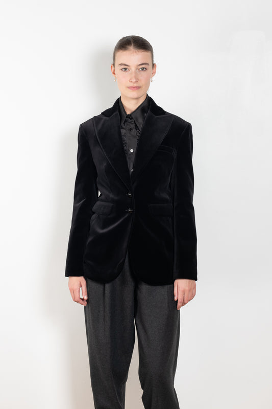 The Velvet Morning Jacket by Nackiye is a blazer style jacket in lustruous velvet