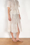The Ada Skirt by SS Daley is a knee length pleated skirt in a cotton voile with a delicate embroidered print