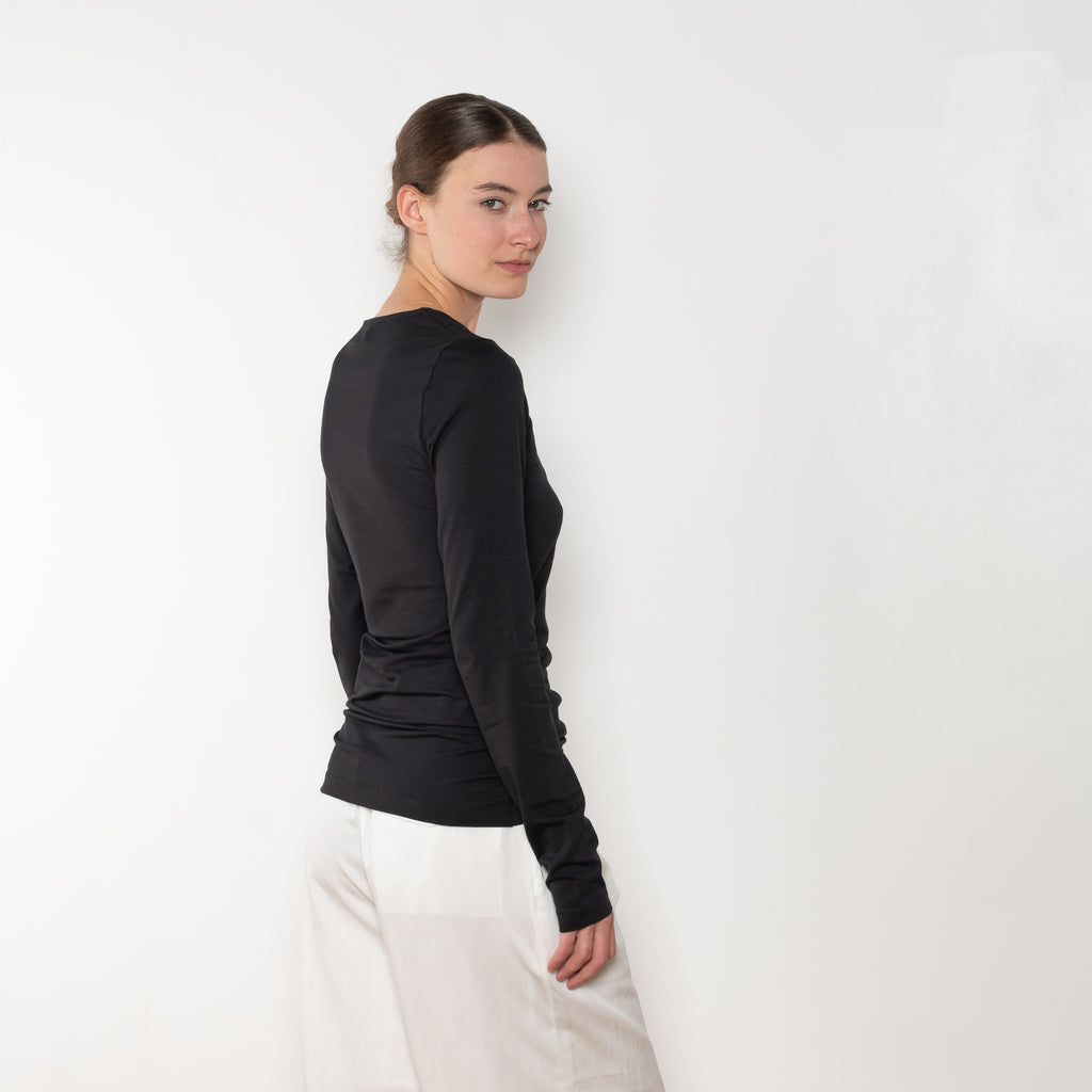 The Aker Tshirt by SS Daley is a soft long sleeved top with an asymmetrical collar detail