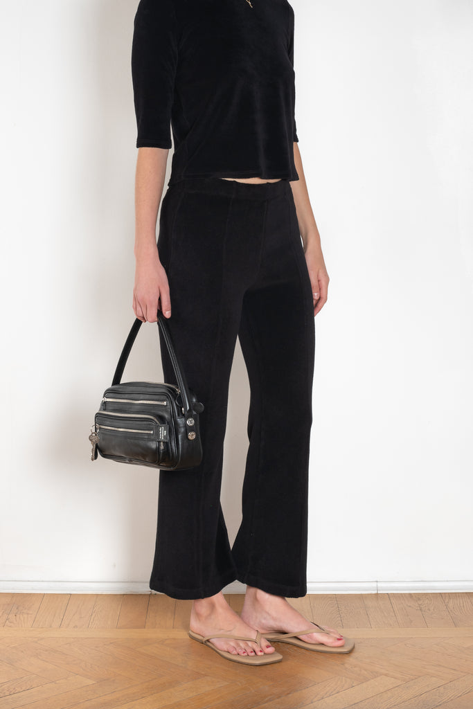 The Fili Kick Flare by Suzie Kondi is a low rise kick flare trouser in terry with a cropped leg