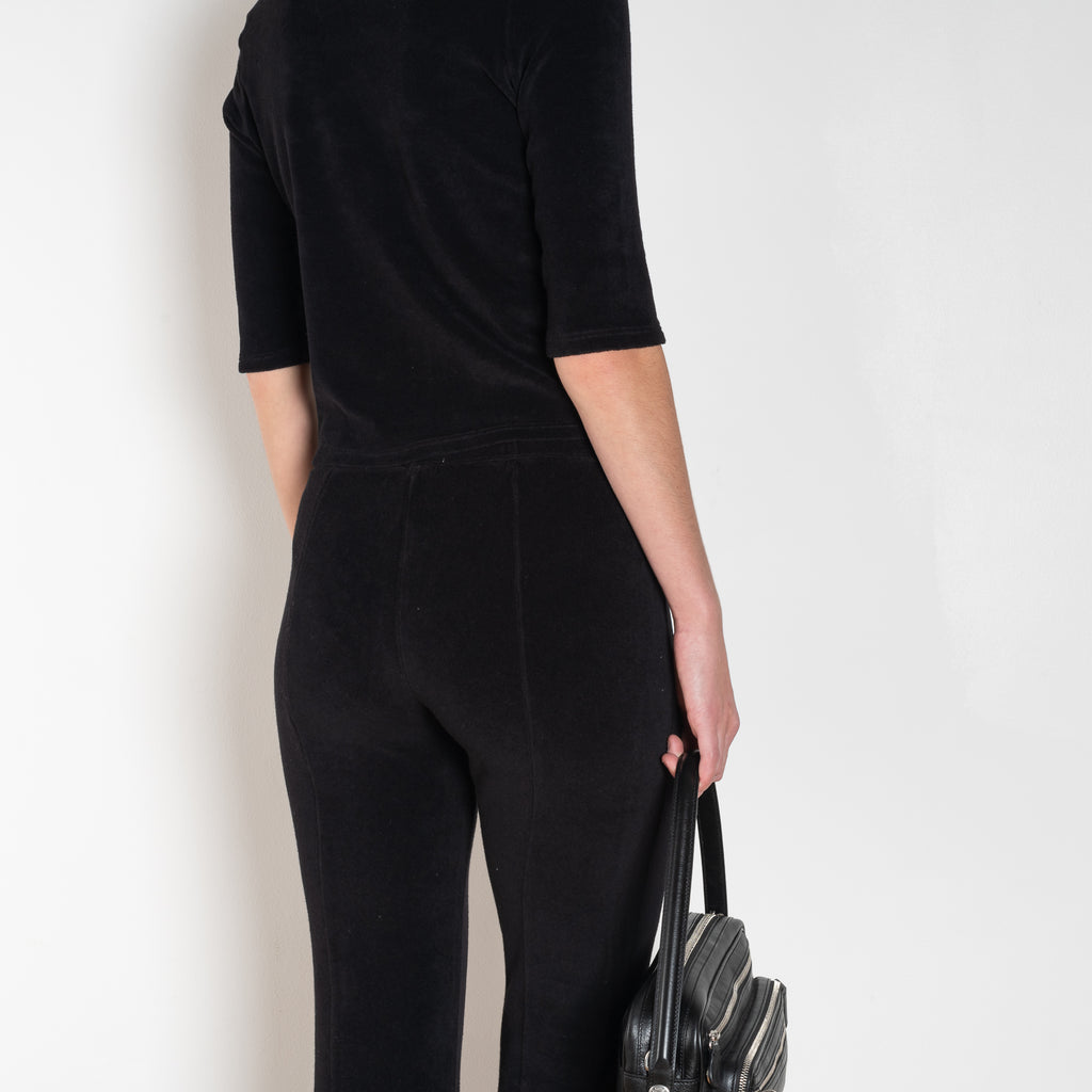 The Fili Kick Flare by Suzie Kondi is a low rise kick flare trouser in terry with a cropped leg