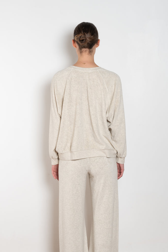 The Samos Sweatshirt by Suzie Kondi is a oversized terry sweatshirt with a generous fit, and softly ribbed comfy sleeves