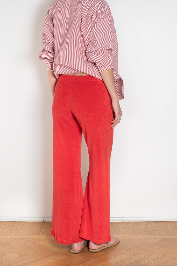 The Lito Low Rise by Suzie Kondi is a low rise trouser in terry with a long wide leg