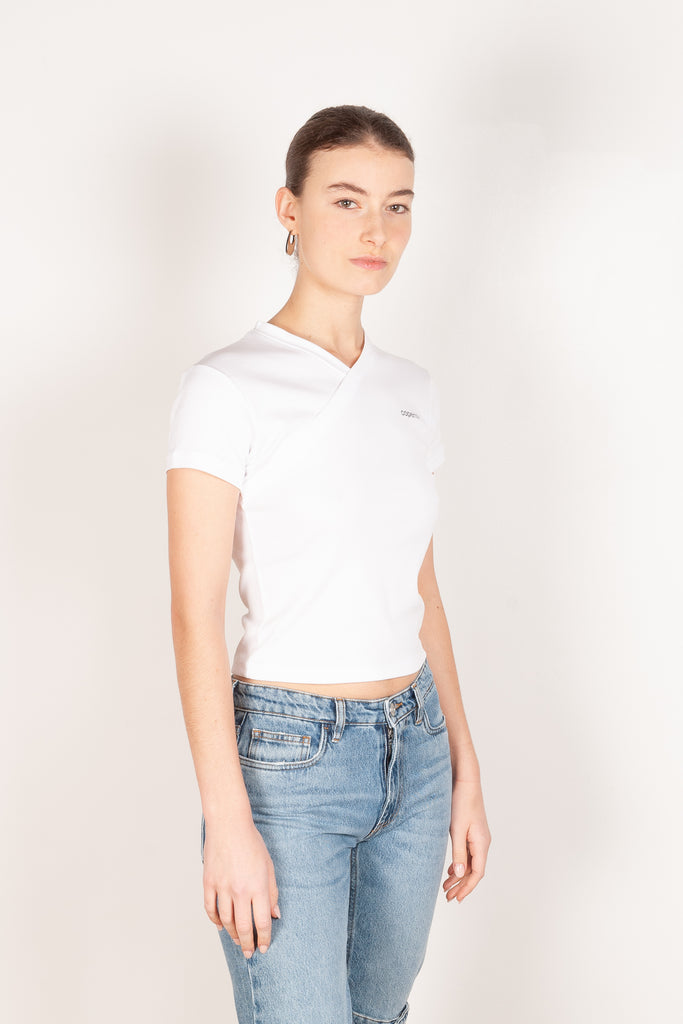 v-neck logo tshirt coperni optic white