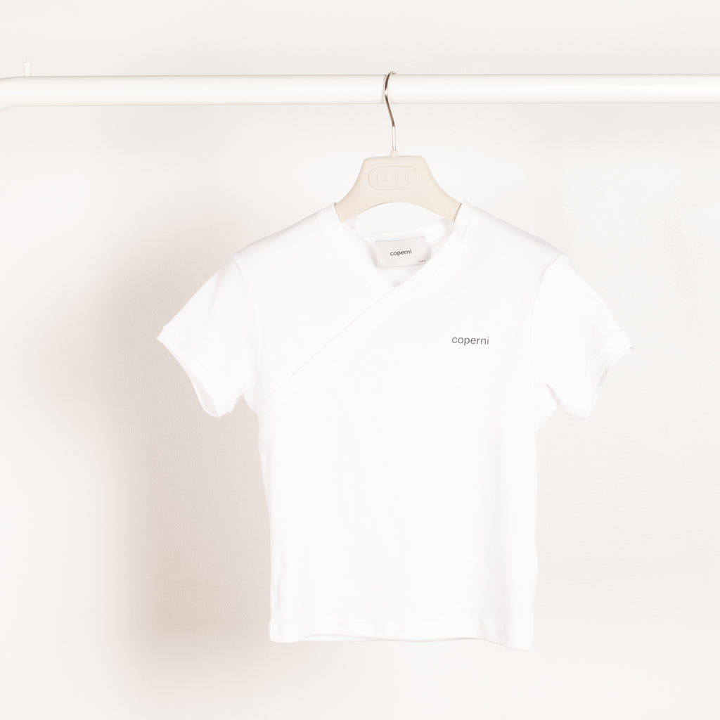 v-neck logo tshirt coperni optic white