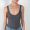 The Elna Bodysuit by Agolde is a tank style body with a corset-inspired ribbing throughout the body