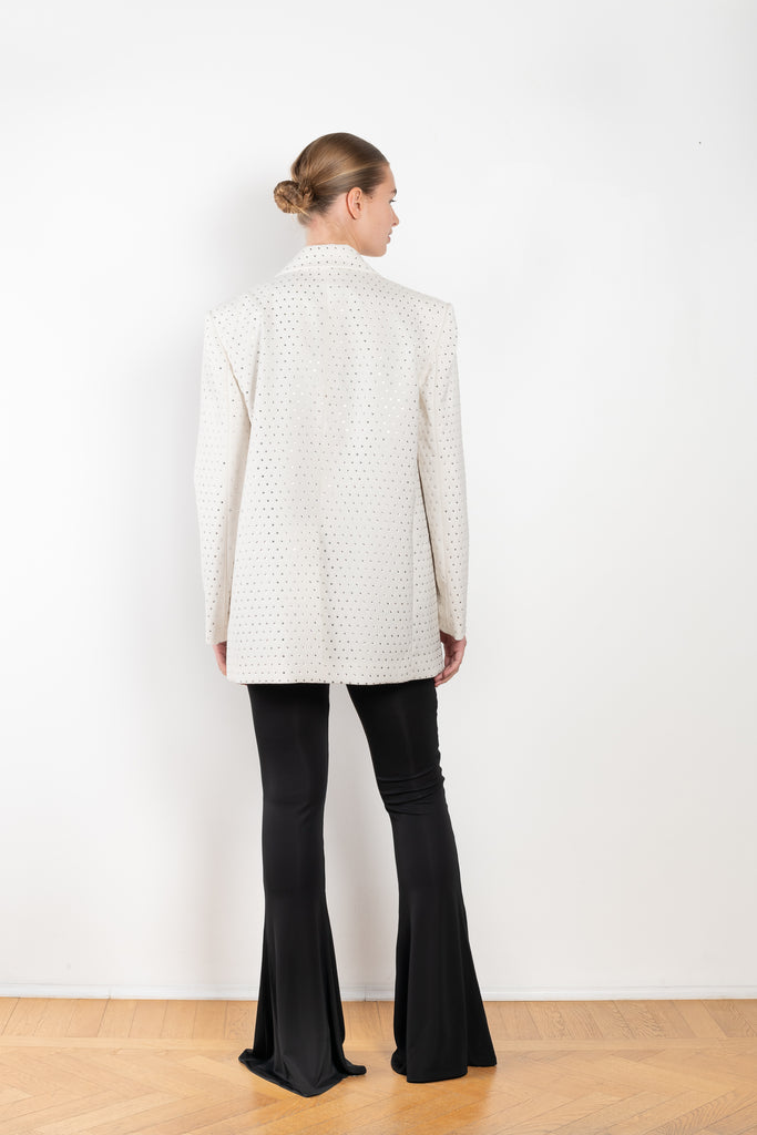 The Guia Blazer by The Andamane is a relaxed oversized blazer with all-over crystals in a bright white